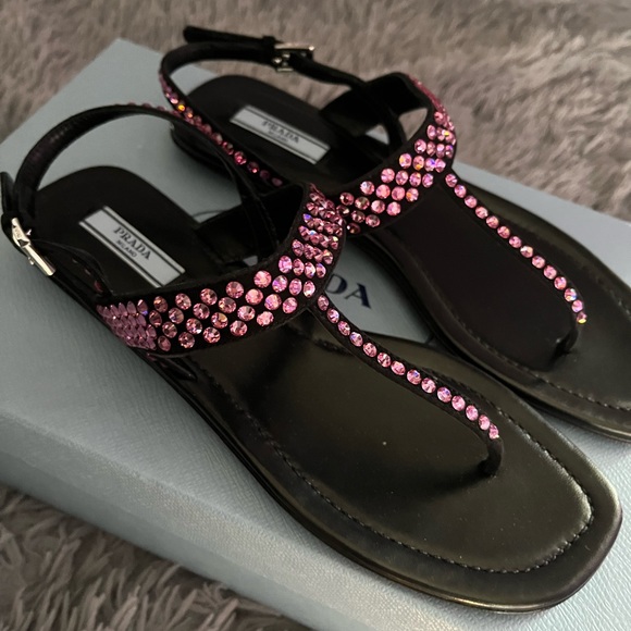 Prada pink swarvoski crystal sandals NIB - Picture 1 of 10